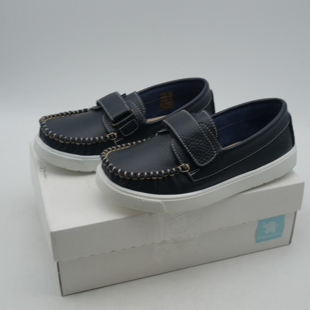 Elephantito Navy and White Kids Slip-On Moccasin Sneakers